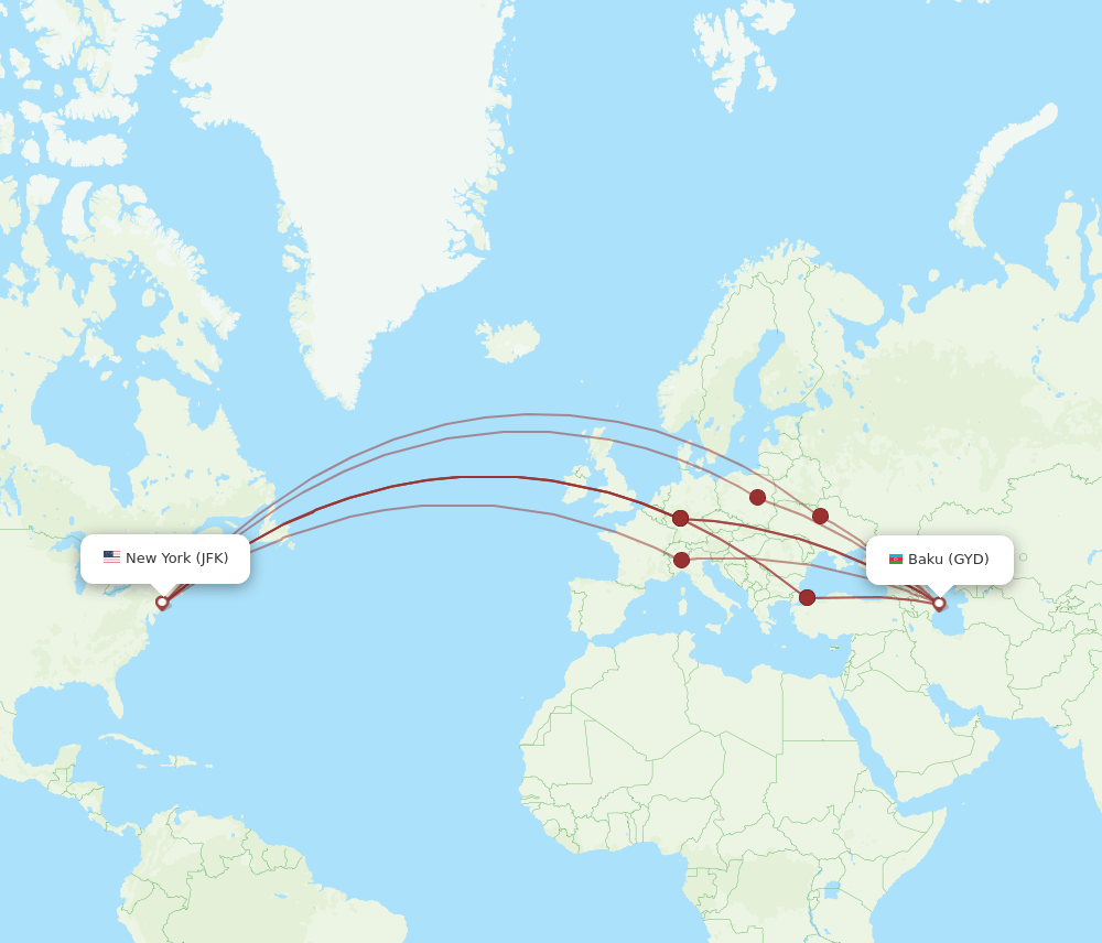 GYD-JFK flight routes