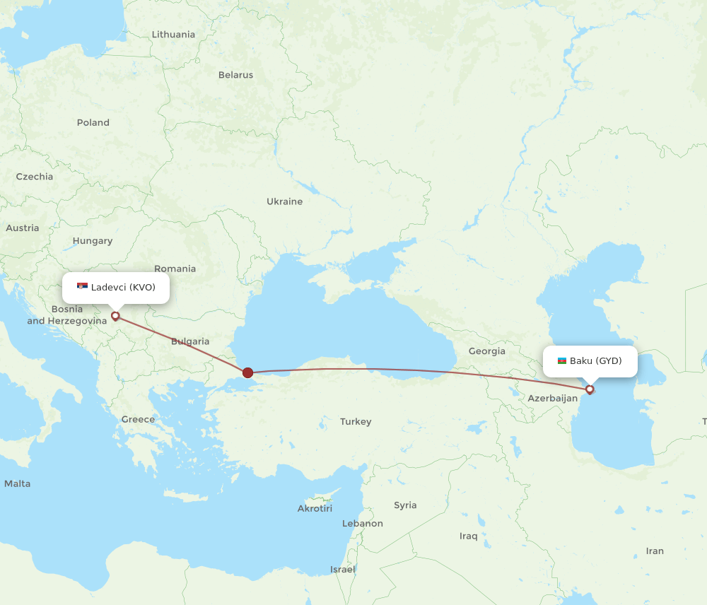 GYD-KVO flight routes