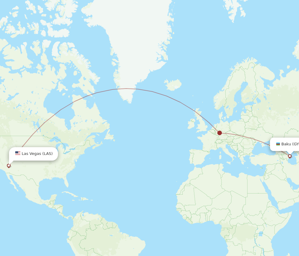 GYD to LAS flights and routes map