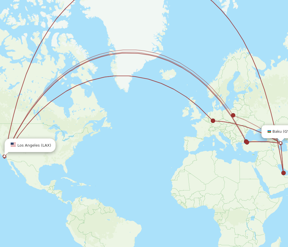 GYD-LAX flight routes
