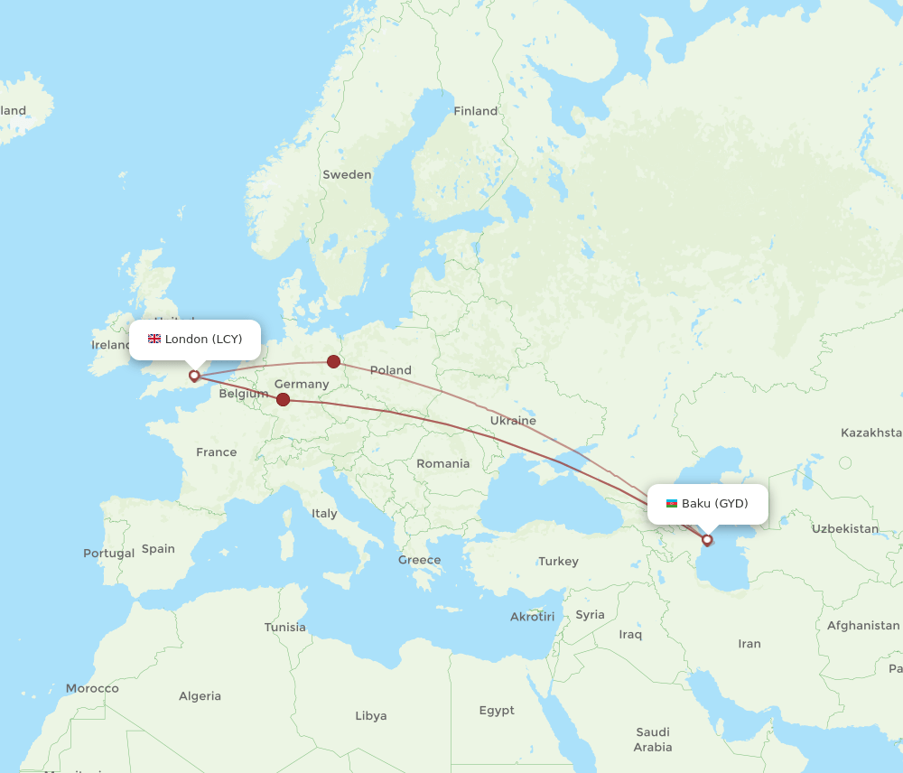 GYD-LCY flight routes