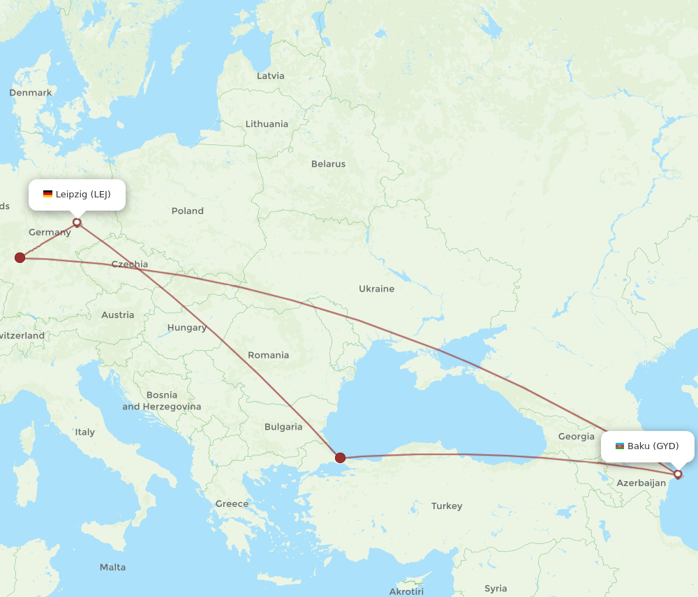 GYD-LEJ flight routes