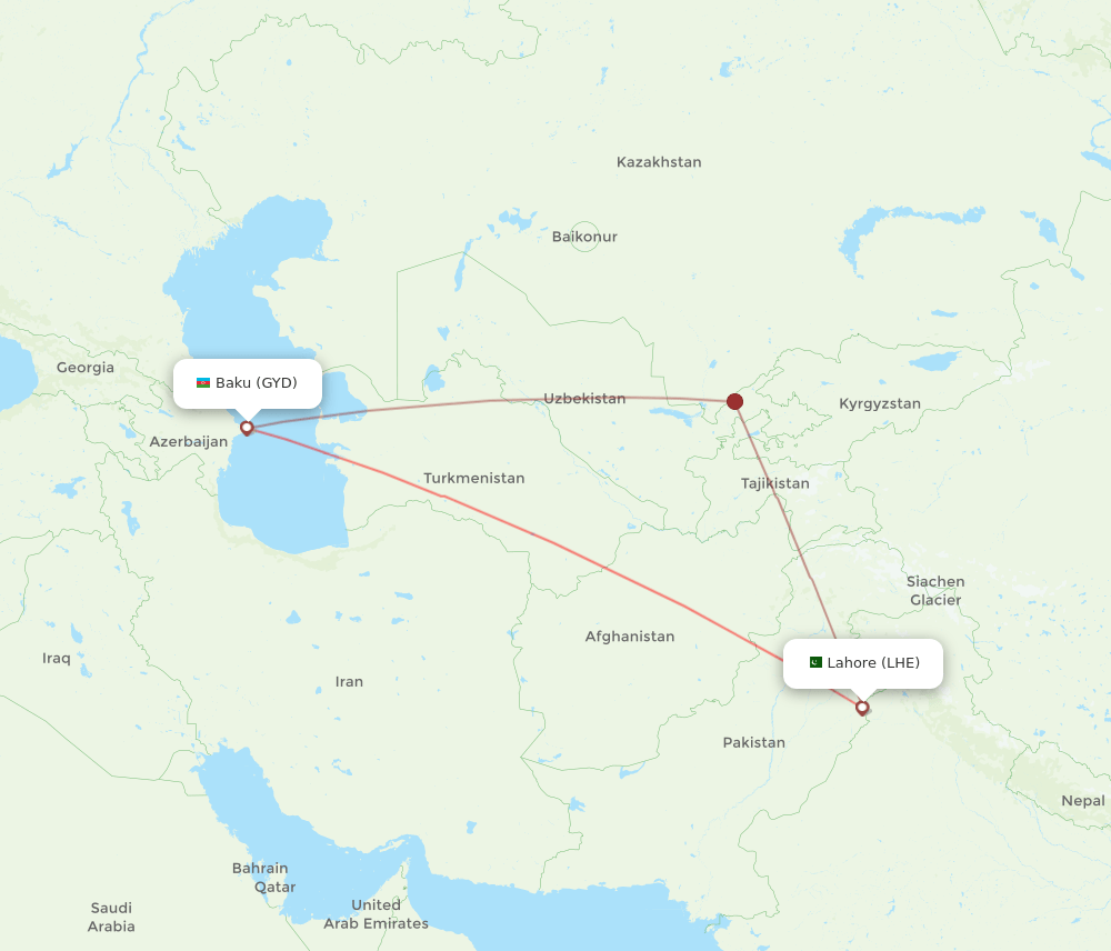 GYD-LHE flight routes
