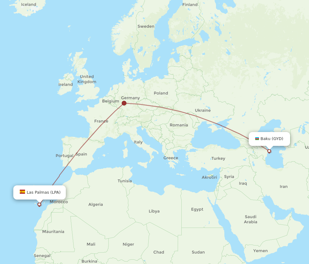 GYD-LPA flight routes