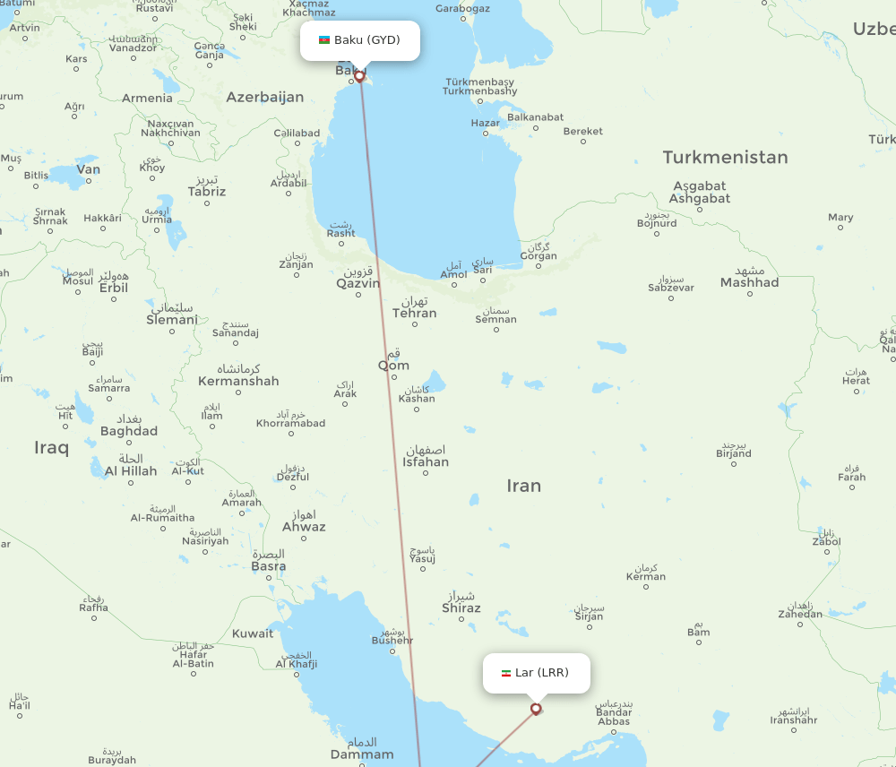 GYD-LRR flight routes