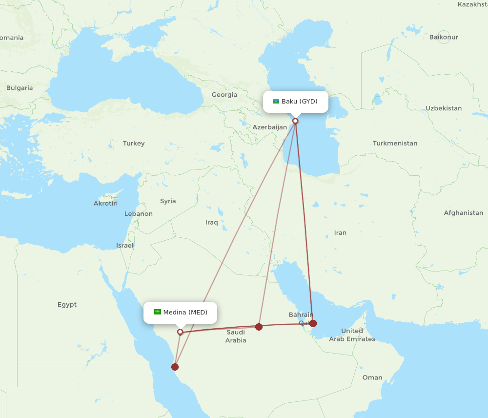 GYD to MED flights and routes map