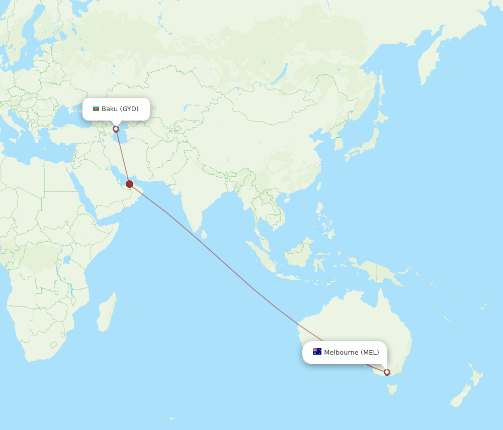 All Flight Routes From Baku To Melbourne GYD To MEL Flight Routes all-flight-routes-from-baku-to-melbourne-gyd-to-mel-flight-routes