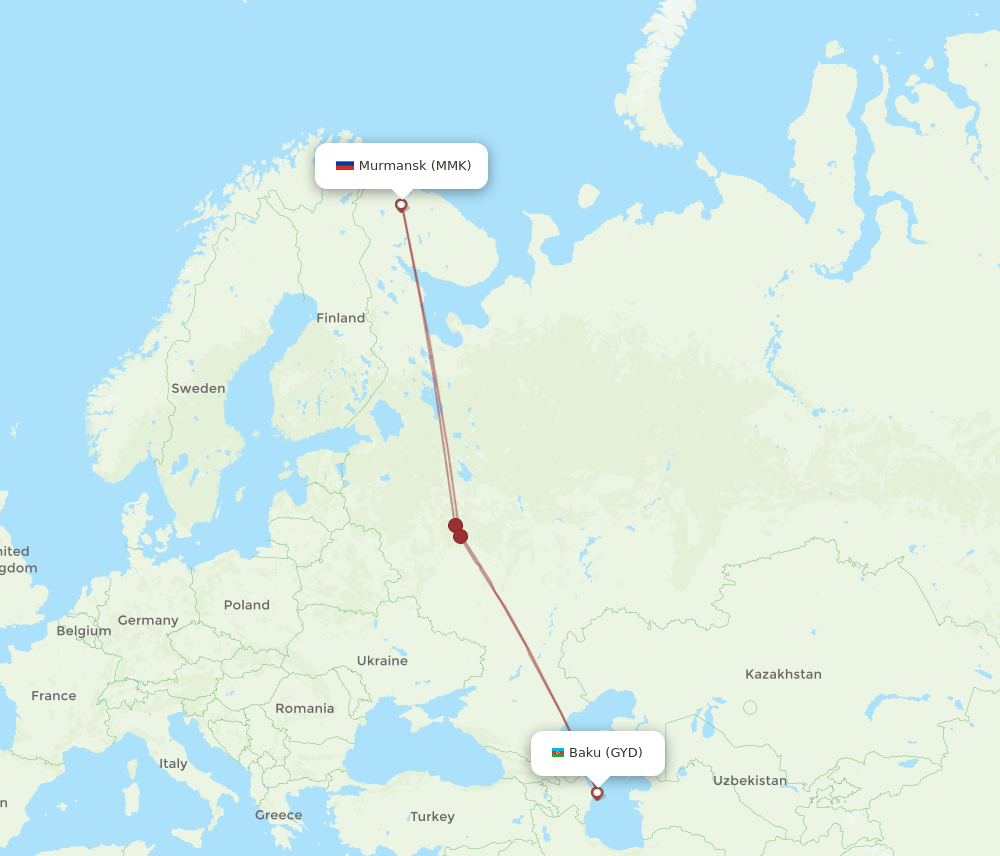 GYD-MMK flight routes