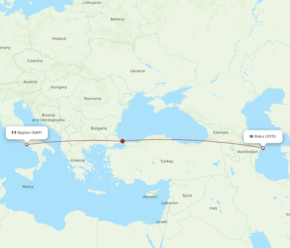 GYD-NAP flight routes