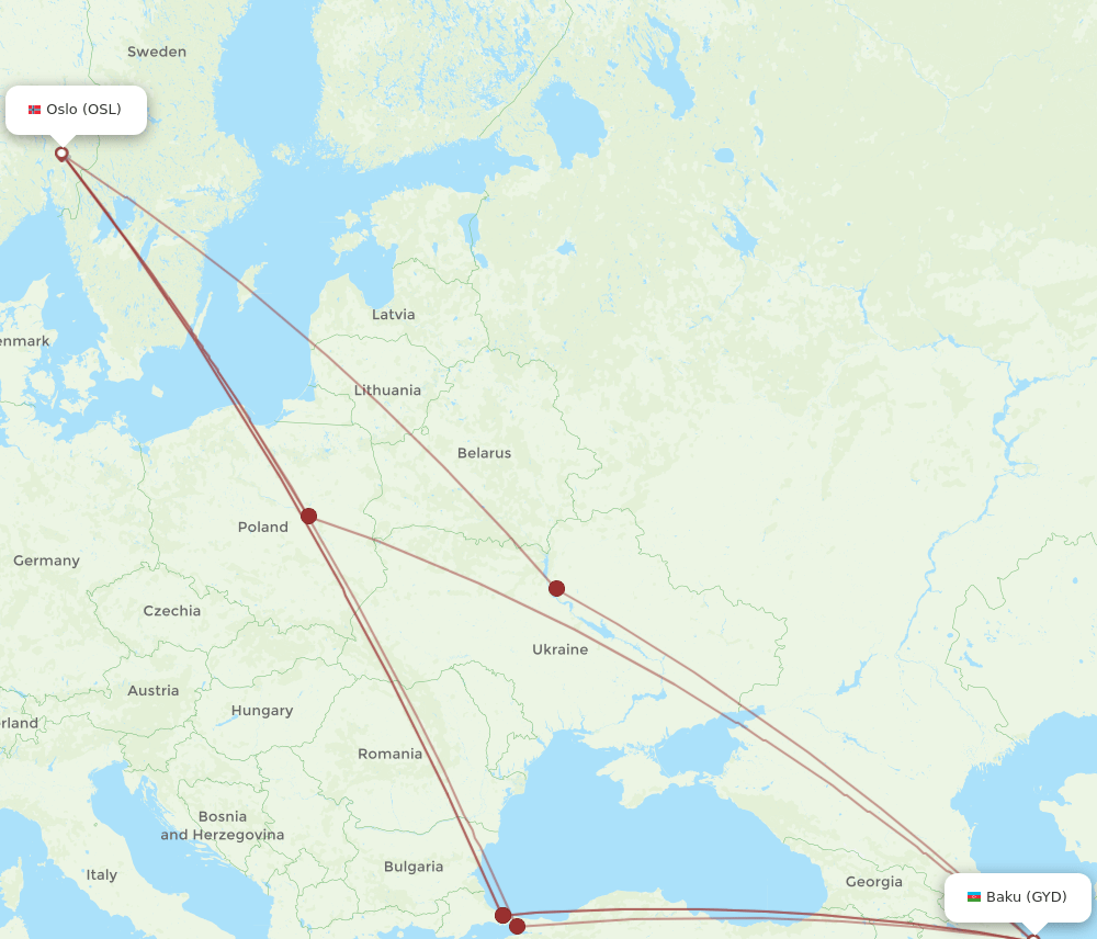 GYD-OSL flight routes