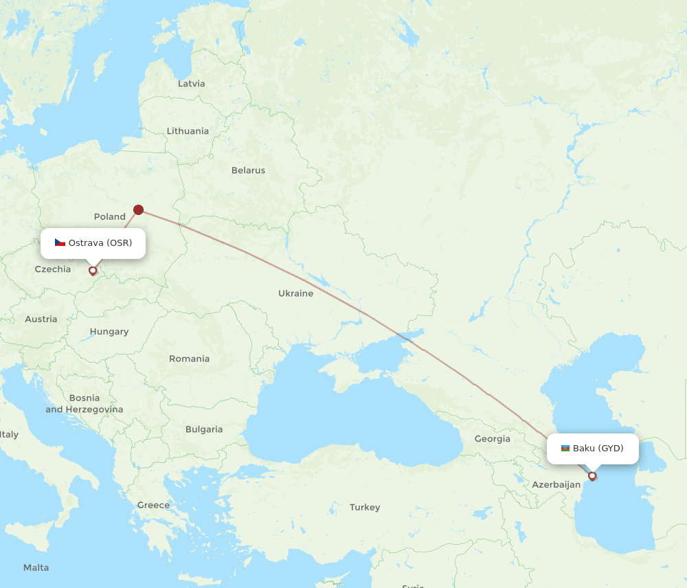 GYD-OSR flight routes