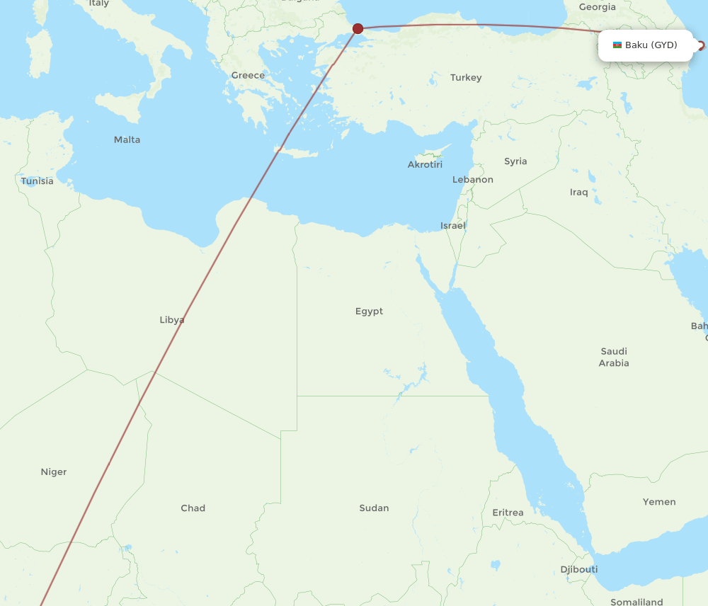 GYD-PHC flight routes