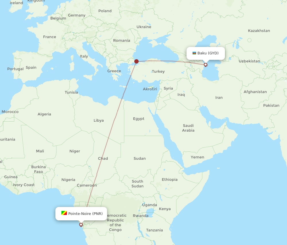 GYD-PNR flight routes