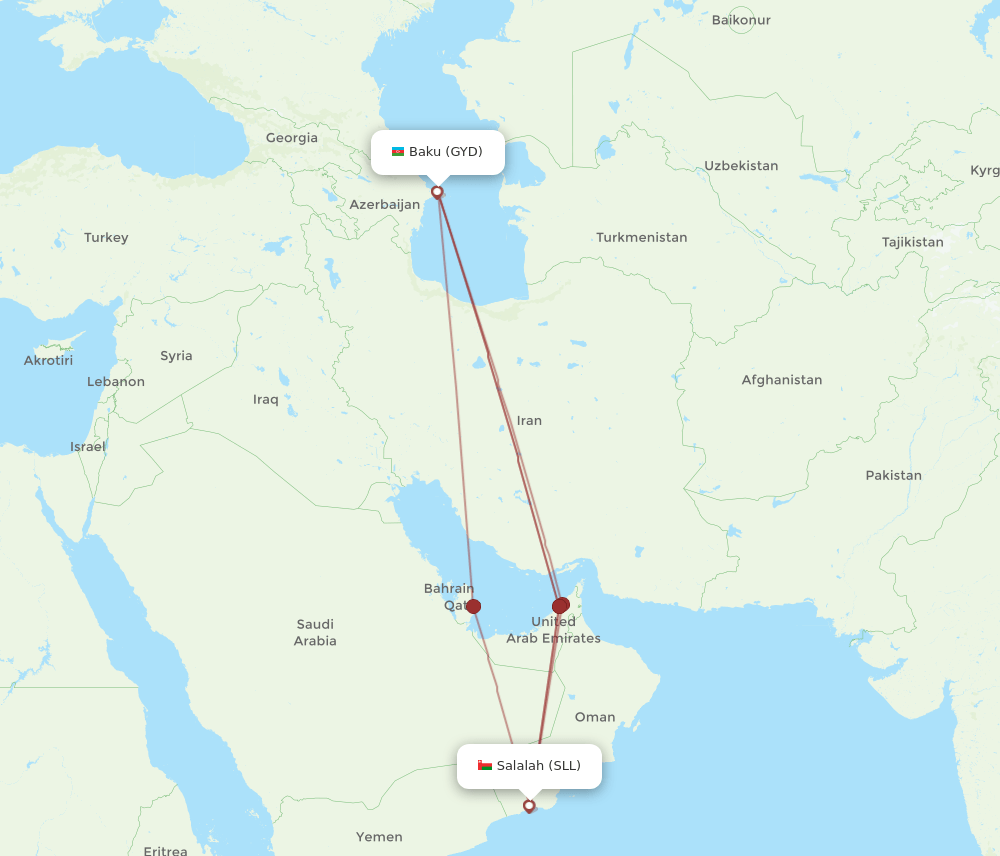 GYD to SLL flights and routes map
