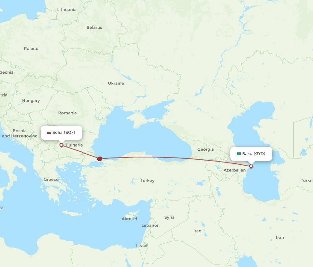 GYD-SOF flight routes