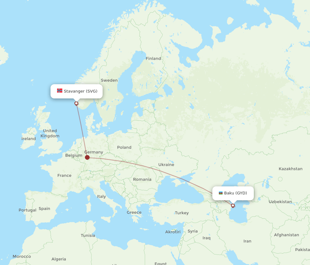 GYD-SVG flight routes