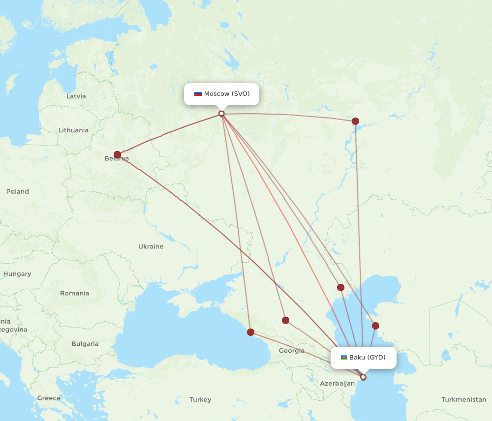 GYD-SVO flight routes