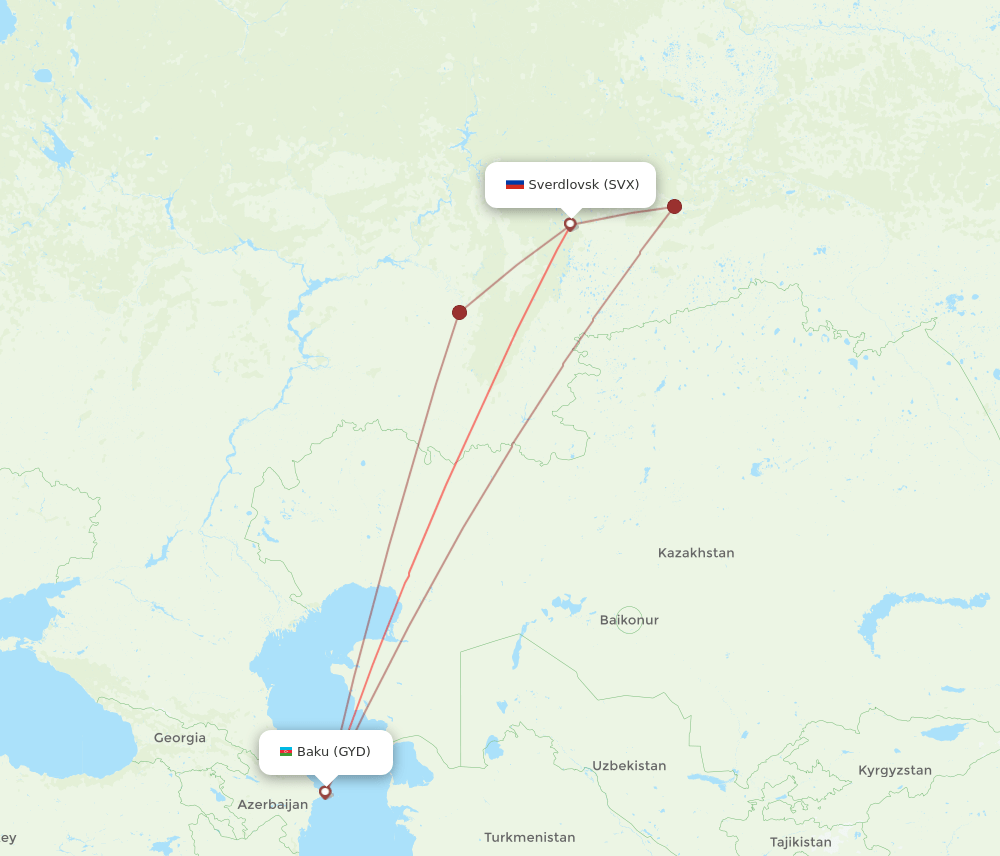 GYD-SVX flight routes