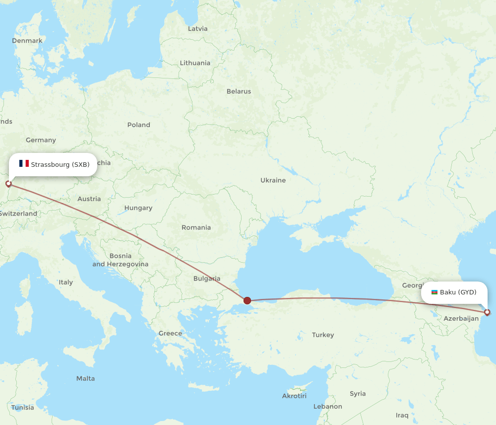 GYD to SXB flights and routes map