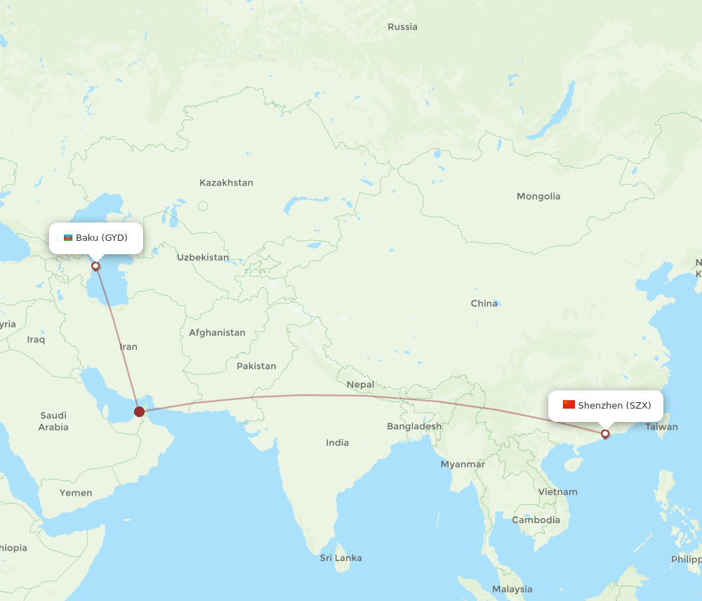 GYD-SZX flight routes