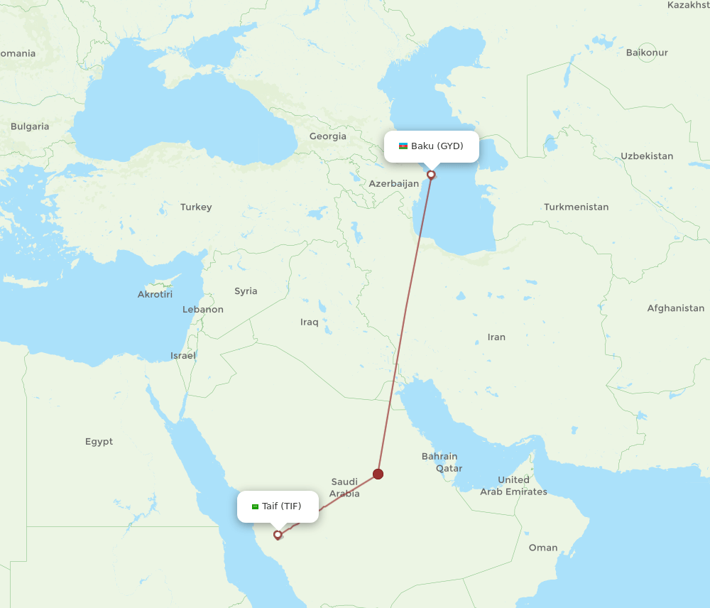 GYD-TIF flight routes