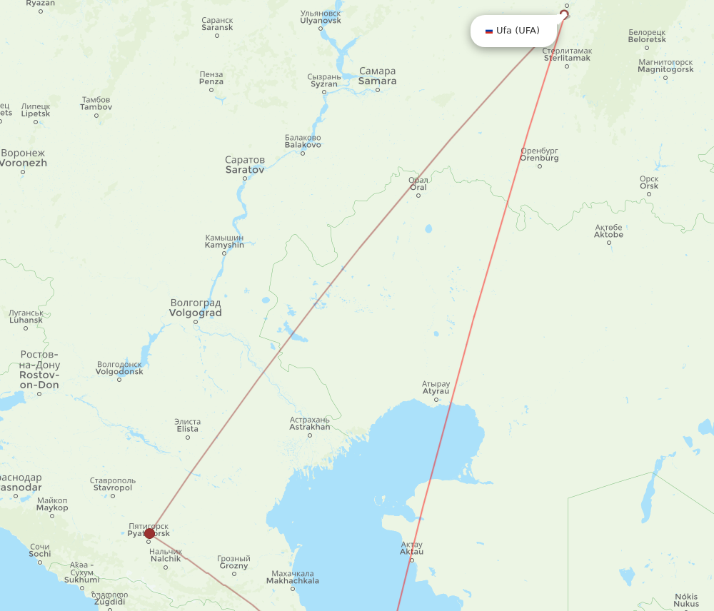 GYD to UFA flights and routes map