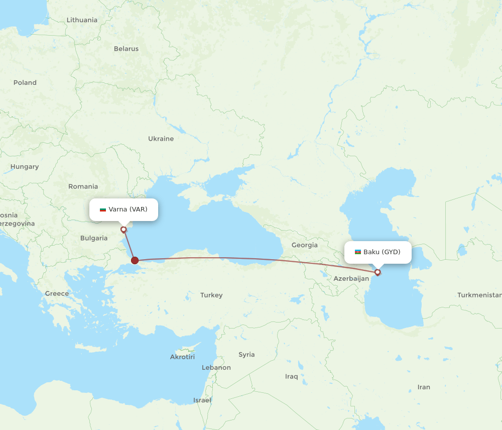 GYD-VAR flight routes