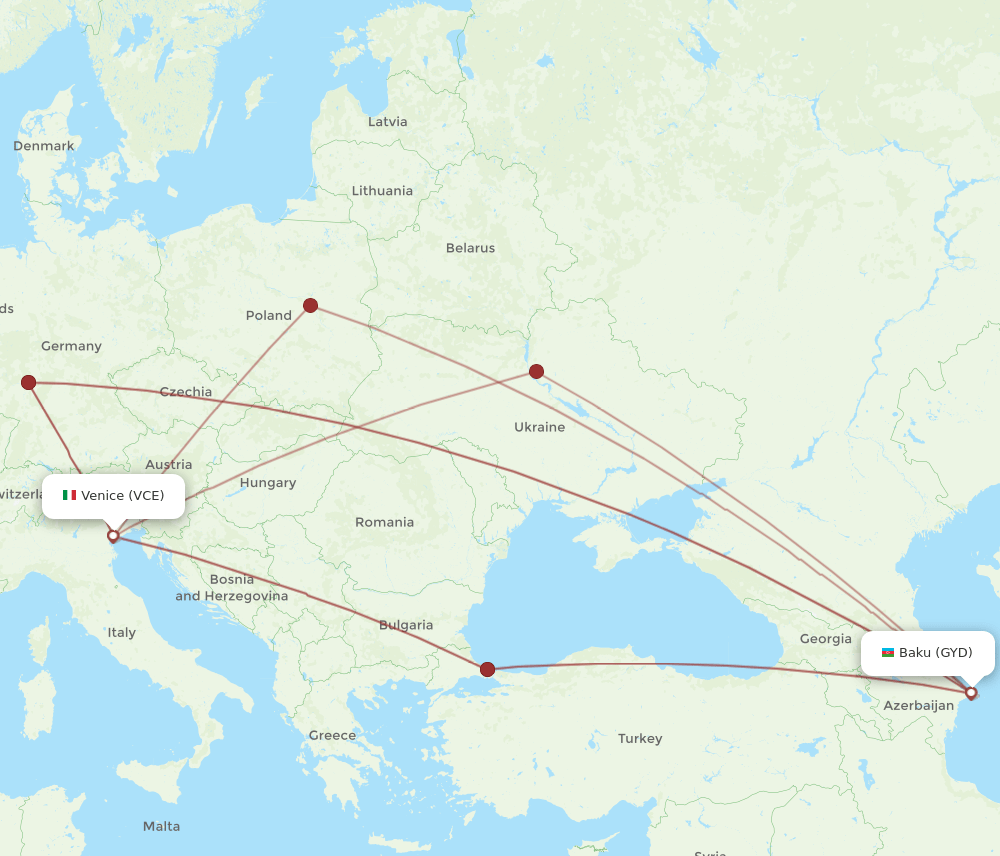 GYD-VCE flight routes