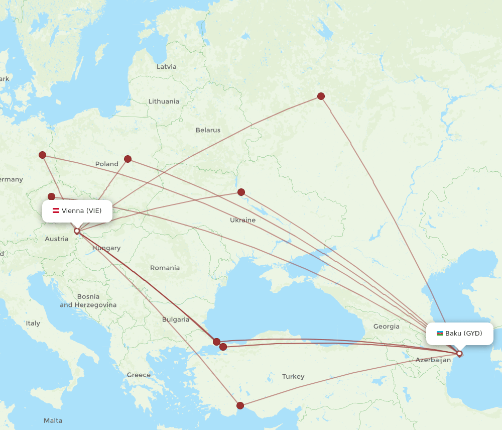 GYD-VIE flight routes