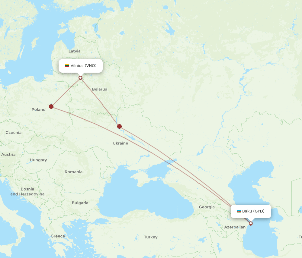 GYD-VNO flight routes