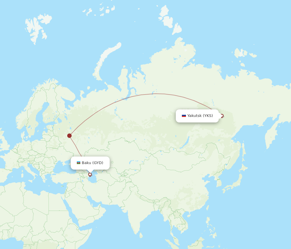 GYD-YKS flight routes