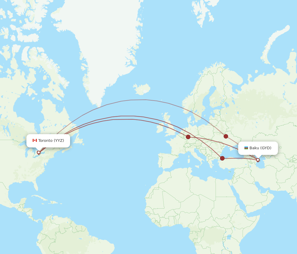 GYD-YYZ flight routes