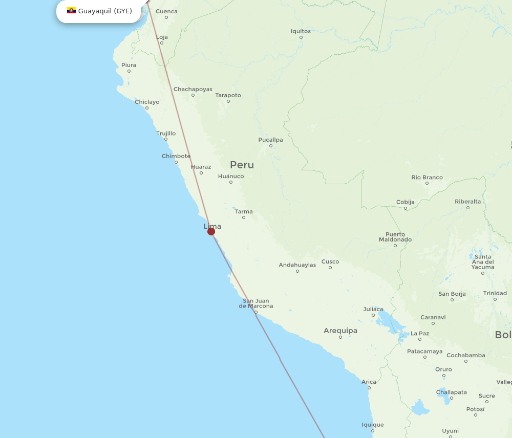 GYE to ANF flights and routes map