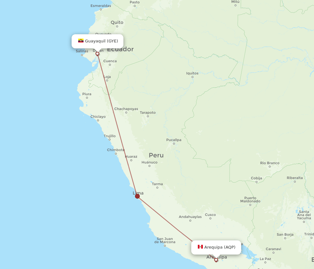GYE to AQP flights and routes map