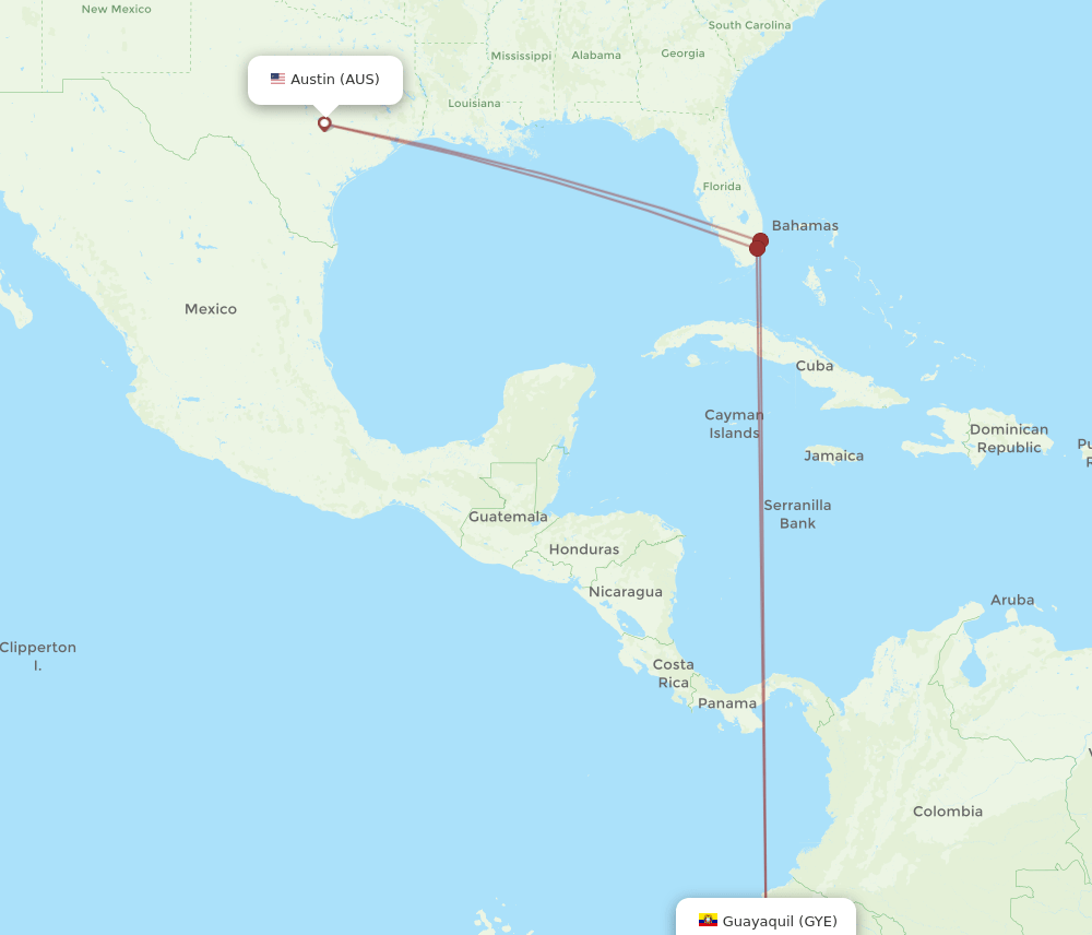 GYE-AUS flight routes