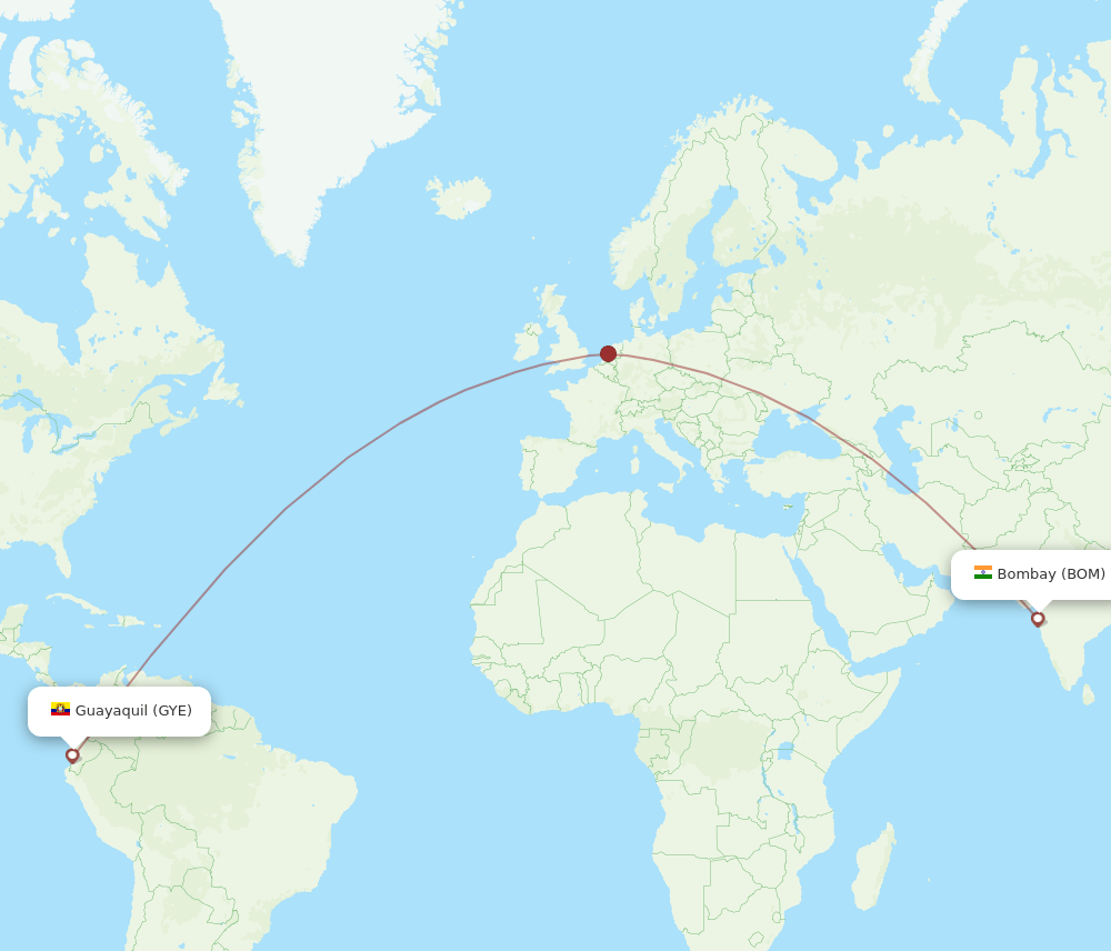 BOM to GYE flights and routes map