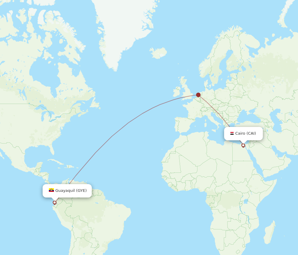Cairo - Guayaquil route map and flight paths