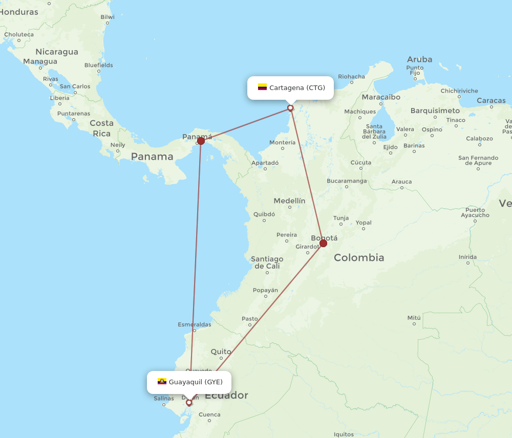GYE-CTG flight routes