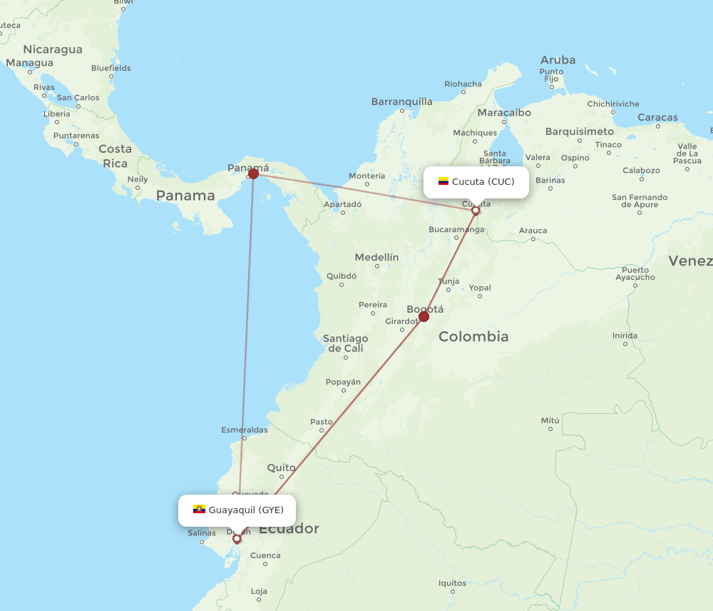 GYE-CUC flight routes