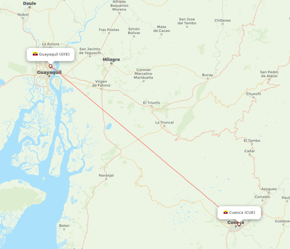 GYE to CUE flights and routes map