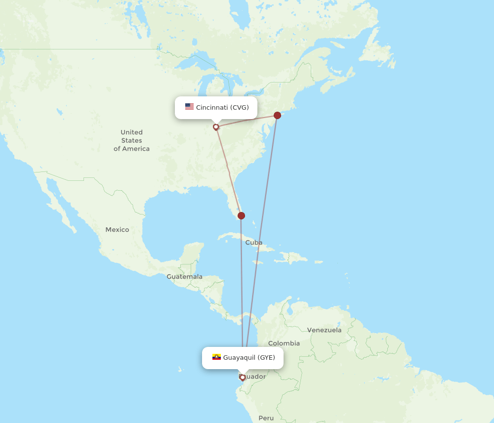 GYE-CVG flight routes