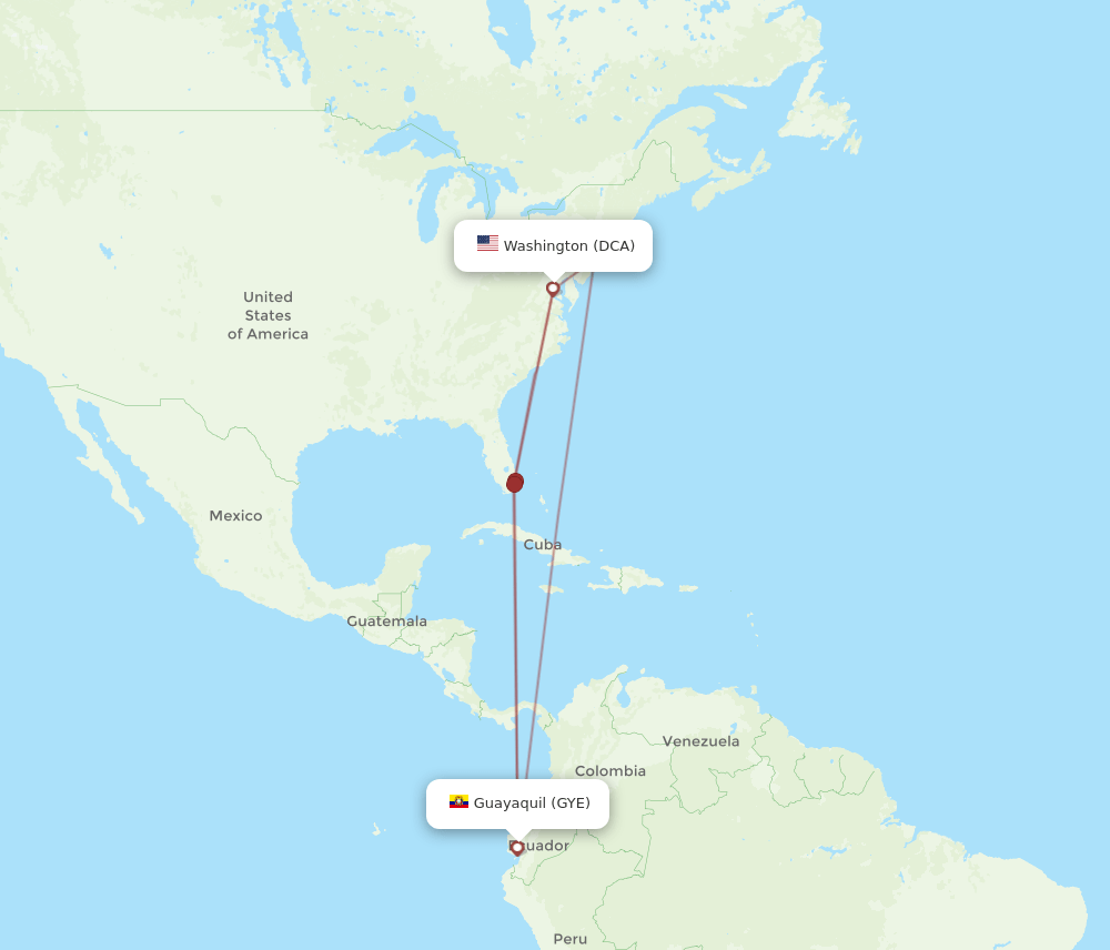 GYE-DCA flight routes