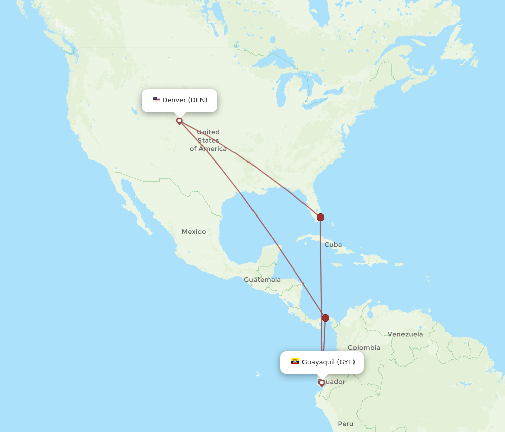 GYE-DEN flight routes
