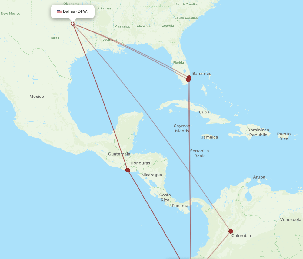 GYE-DFW flight routes