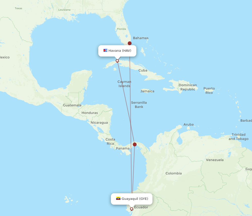 GYE-HAV flight routes