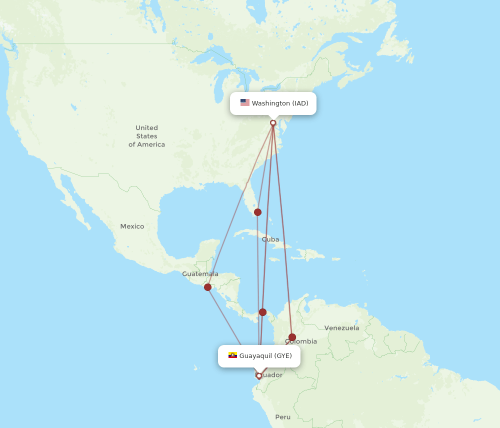 GYE-IAD flight routes