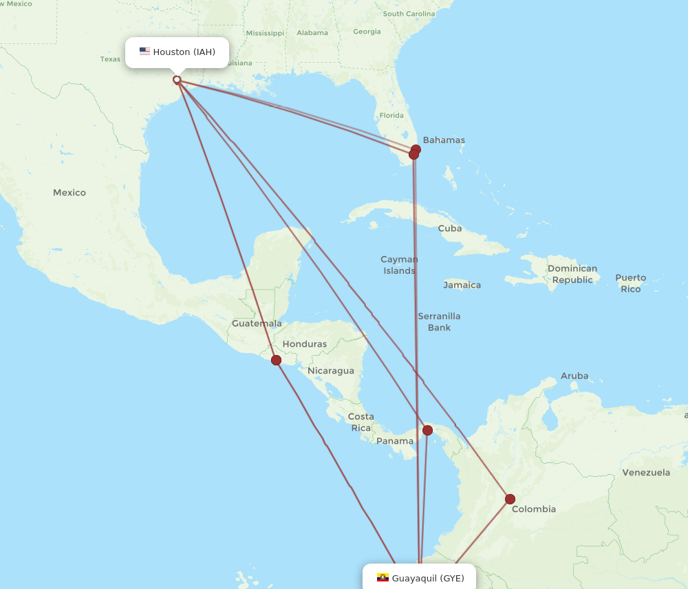 GYE-IAH flight routes