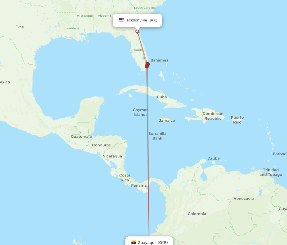 GYE-JAX flight routes
