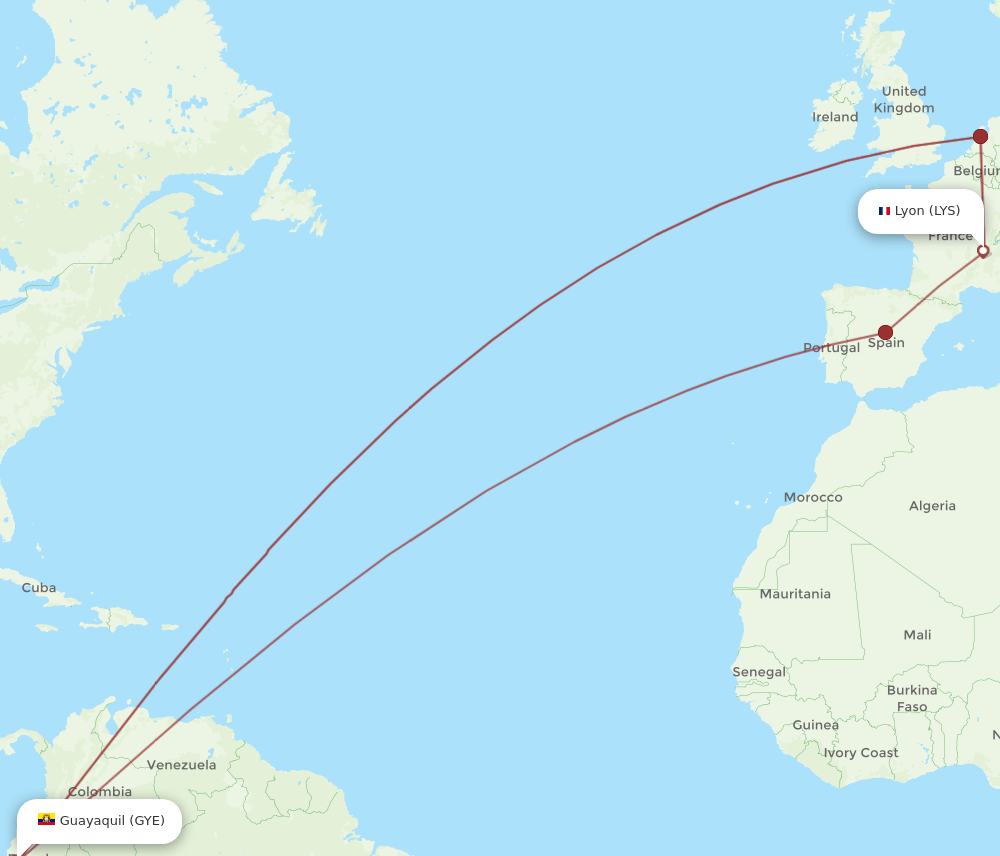 GYE-LYS flight routes