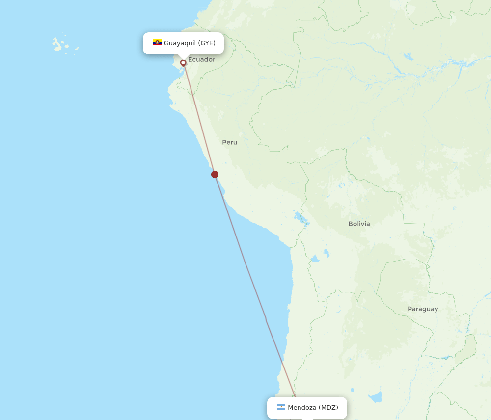 GYE to MDZ flights and routes map